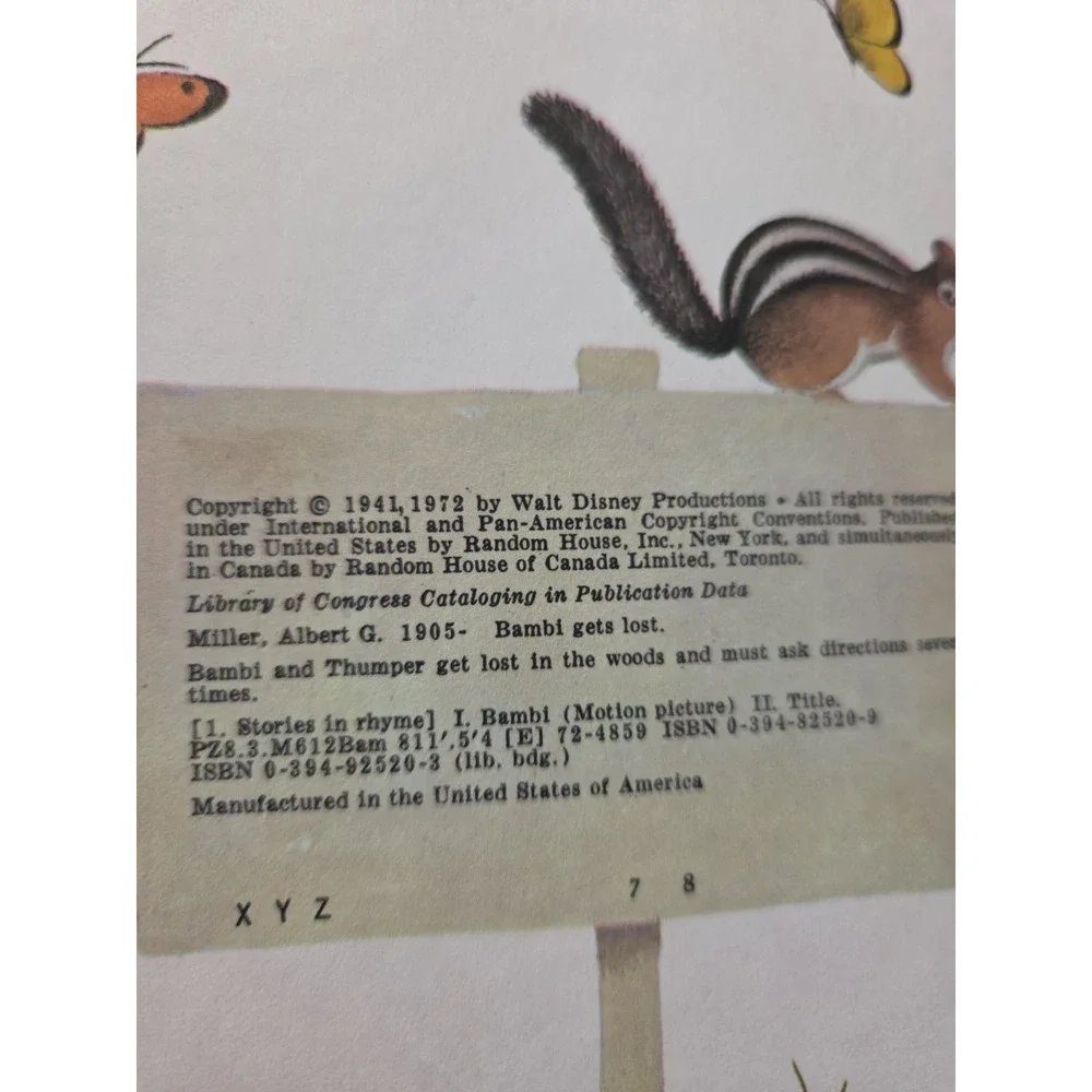 vintage 1946 Bambi card game, Disney Book And Thumper Plush